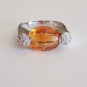 EUC Stone and 18K White Gold Ring